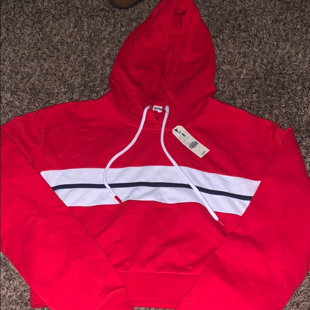 Red cropped hoodie